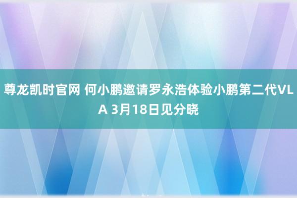 尊龙凯时官网 何小鹏邀请罗永浩体验小鹏第二代VLA 3月18日见分晓