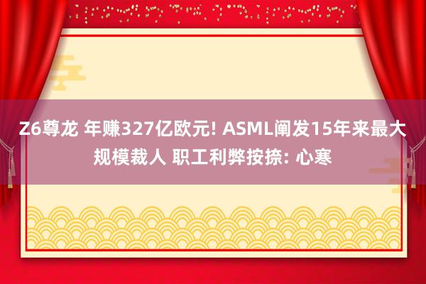 Z6尊龙 年赚327亿欧元! ASML阐发15年来最大规模裁人 职工利弊按捺: 心寒