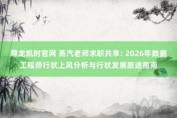 尊龙凯时官网 蒸汽老师求职共享: 2026年数据工程师行状上风分析与行状发展旅途指南