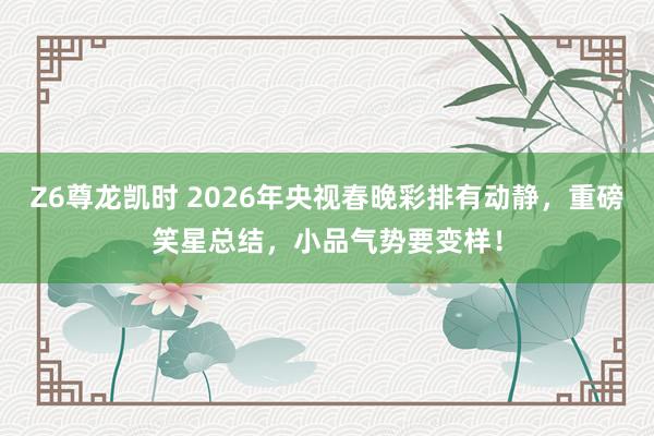 Z6尊龙凯时 2026年央视春晚彩排有动静，重磅笑星总结，小品气势要变样！