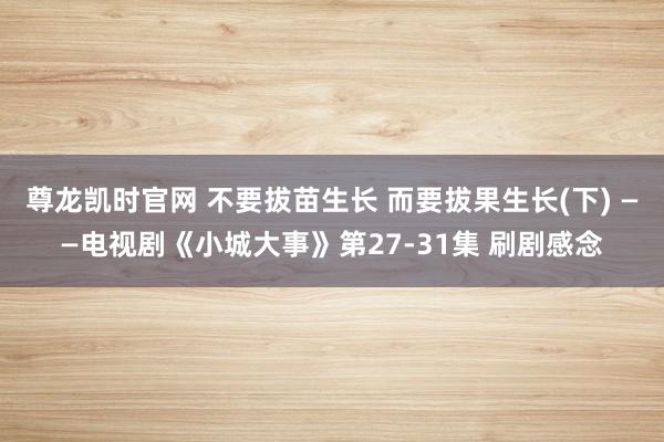 尊龙凯时官网 不要拔苗生长 而要拔果生长(下) ——电视剧《小城大事》第27-31集 刷剧感念