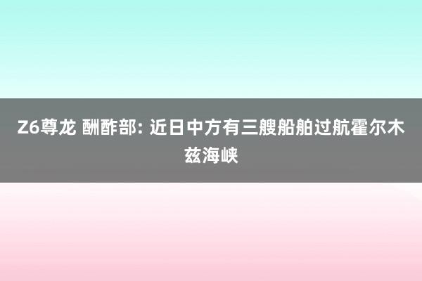 Z6尊龙 酬酢部: 近日中方有三艘船舶过航霍尔木兹海峡