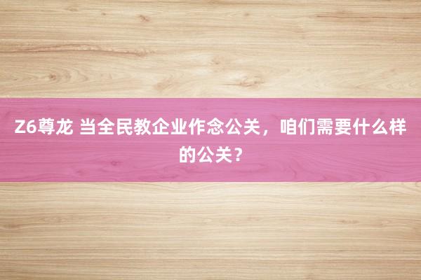 Z6尊龙 当全民教企业作念公关，咱们需要什么样的公关？