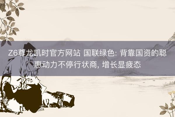 Z6尊龙凯时官方网站 国联绿色: 背靠国资的聪惠动力不停行状商， 增长显疲态