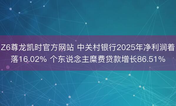 Z6尊龙凯时官方网站 中关村银行2025年净利润着落16.02% 个东说念主糜费贷款增长86.51%