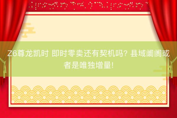 Z6尊龙凯时 即时零卖还有契机吗? 县域阛阓或者是唯独增量!