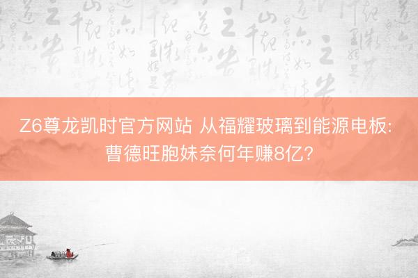 Z6尊龙凯时官方网站 从福耀玻璃到能源电板: 曹德旺胞妹奈何年赚8亿?