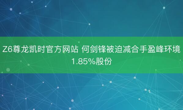Z6尊龙凯时官方网站 何剑锋被迫减合手盈峰环境1.85%股份