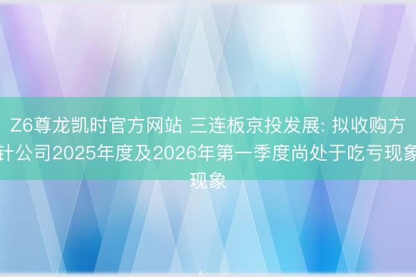 Z6尊龙凯时官方网站 三连板京投发展: 拟收购方针公司2025年度及2026年第一季度尚处于吃亏现象