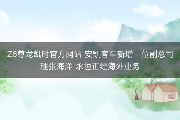 Z6尊龙凯时官方网站 安凯客车新增一位副总司理张海洋 永恒正经海外业务