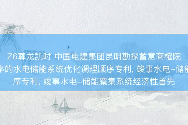 Z6尊龙凯时 中国电建集团昆明勘探蓄意商榷院肯求计及储能与耗水率的水电储能系统优化调理顺序专利， 竣事水电-储能麇集系统经济性首先