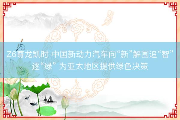 Z6尊龙凯时 中国新动力汽车向“新”解围追“智”逐“绿” 为亚太地区提供绿色决策