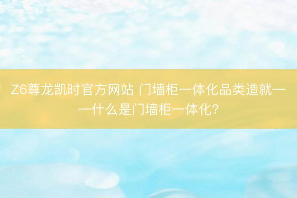 Z6尊龙凯时官方网站 门墙柜一体化品类造就——什么是门墙柜一体化?