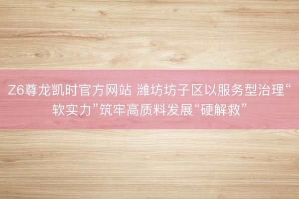 Z6尊龙凯时官方网站 潍坊坊子区以服务型治理“软实力”筑牢高质料发展“硬解救”