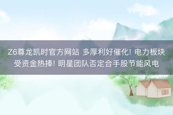 Z6尊龙凯时官方网站 多厚利好催化! 电力板块受资金热捧! 明星团队否定合手股节能风电