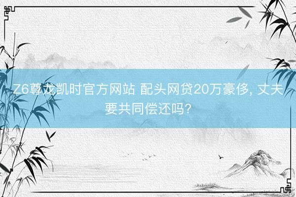 Z6尊龙凯时官方网站 配头网贷20万豪侈， 丈夫要共同偿还吗?