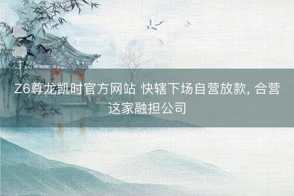 Z6尊龙凯时官方网站 快辖下场自营放款， 合营这家融担公司