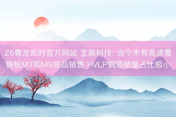 Z6尊龙凯时官方网站 宝鼎科技: 当今未有高速覆铜板M7和M9居品销售 HVLP铜箔销量占比极小