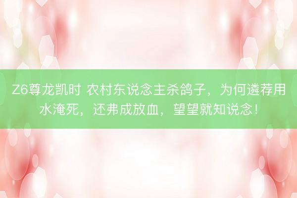 Z6尊龙凯时 农村东说念主杀鸽子，为何遴荐用水淹死，还弗成放血，望望就知说念！