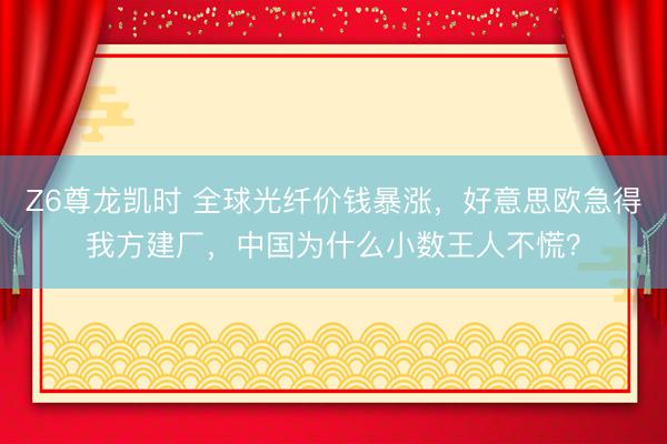Z6尊龙凯时 全球光纤价钱暴涨，好意思欧急得我方建厂，中国为什么小数王人不慌？