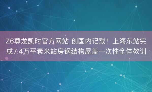 Z6尊龙凯时官方网站 创国内记载！上海东站完成7.4万平素米站房钢结构屋盖一次性全体教训