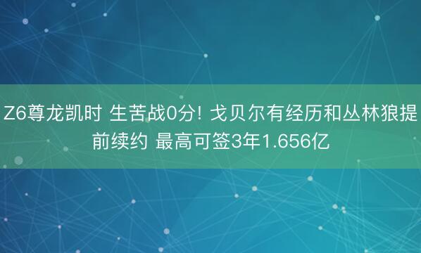 Z6尊龙凯时 生苦战0分! 戈贝尔有经历和丛林狼提前续约 最高可签3年1.656亿